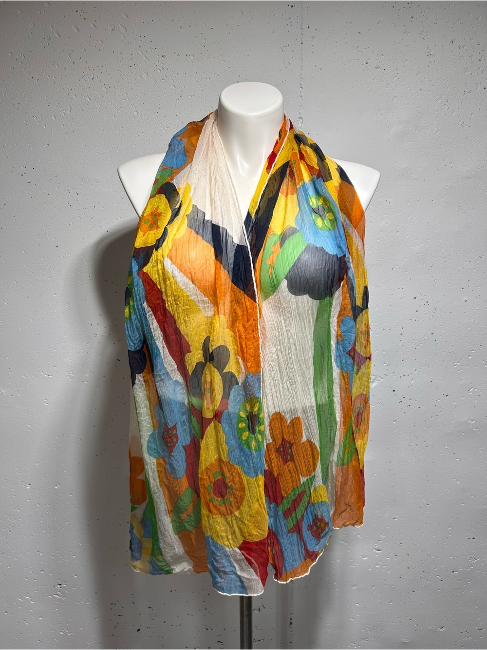 Women's Sheer Floral Watercolor Scarf